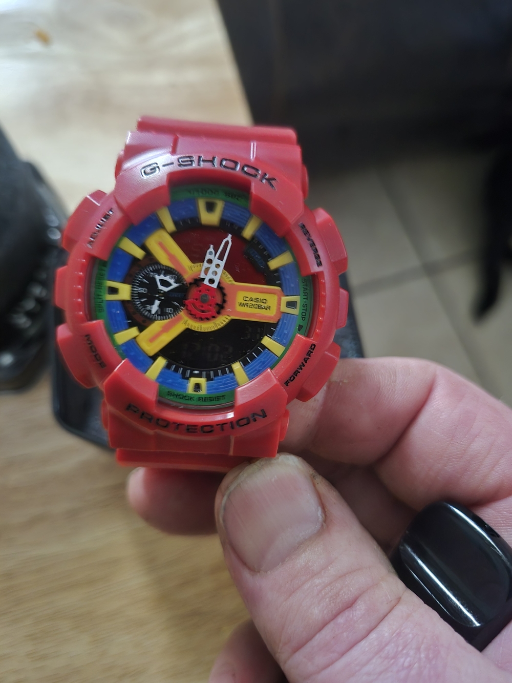 Casio Red Watch with Multicolor Dial - Picture 3 of 5